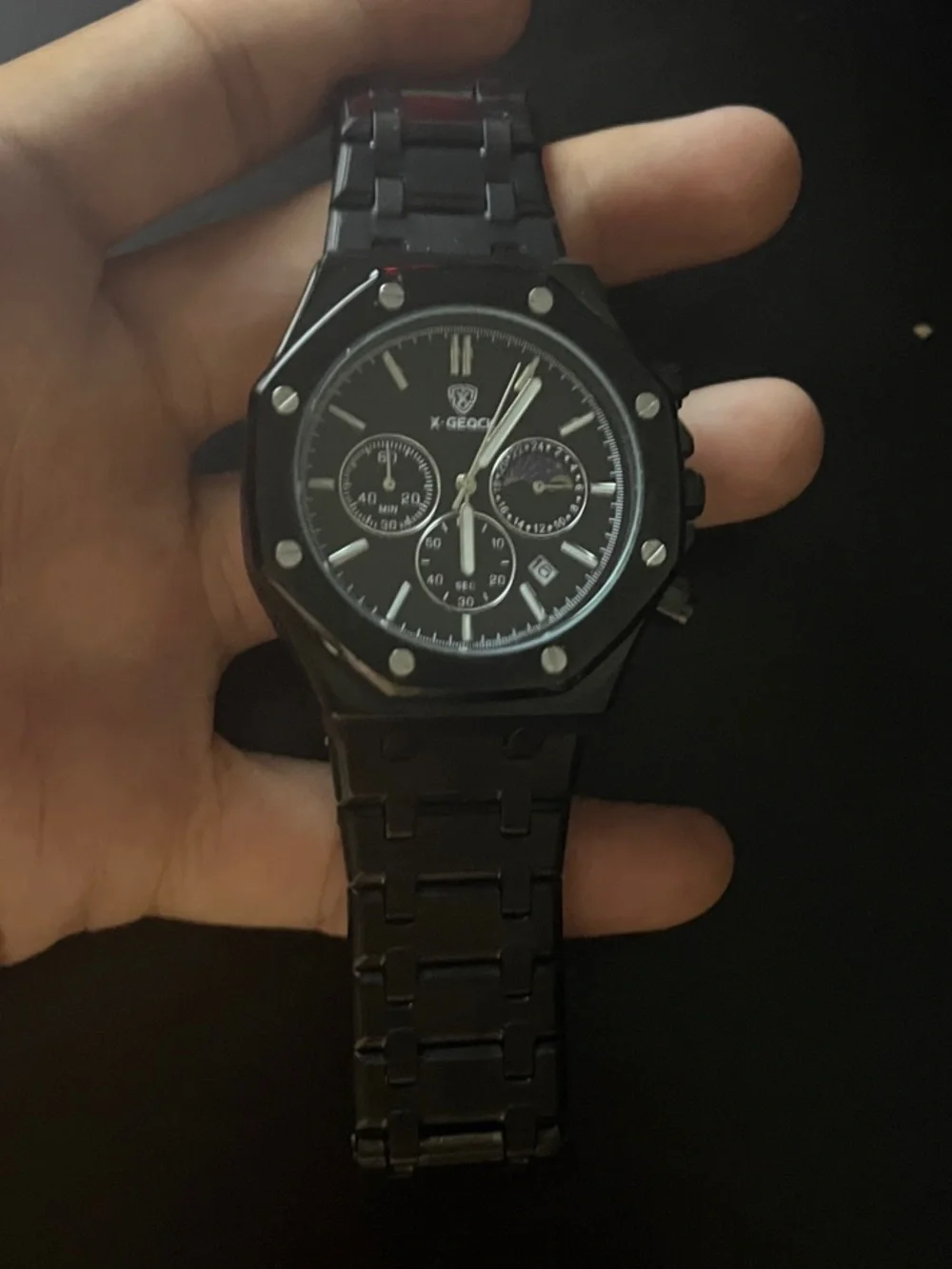 Black Men's Multifunction Stainless Steel Watch